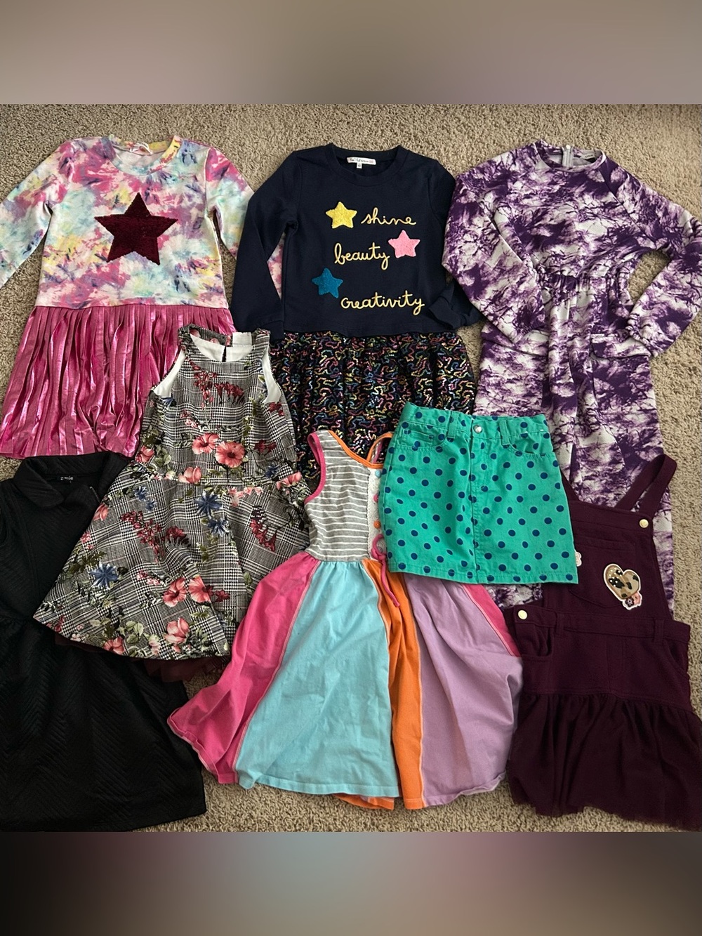 Lot of 8 Girls size 7 dresses, romper, jumpsuit, Kate Mack by Biscotti, skirt